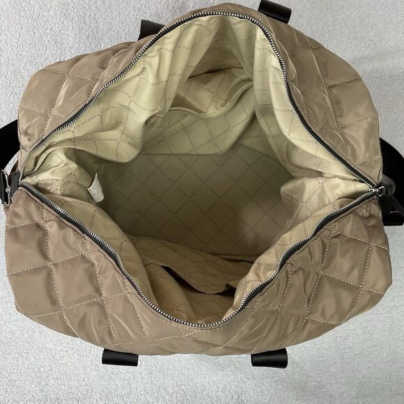 Steve Madden Bamos Quilted Duffel Bag Women's Large Taupe Weekender Tote Bag - Picture 14 of 16